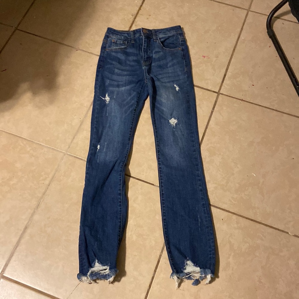 blue risen skinny jeans /new